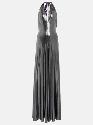 Sukienka długa z dżerseju Pucci srebrna