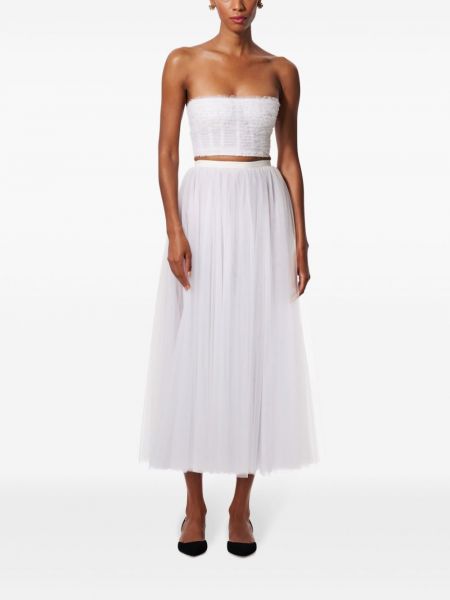 Tylové dlouhá sukně Carolina Herrera bílé