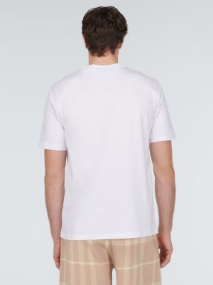 Βαμβακερή μπλούζα με κέντημα από ζέρσεϋ Burberry λευκό