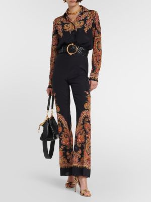 Bluză de mătase cu model floral Etro negru