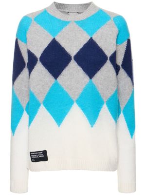 Sweter wełniany z kaszmiru Moncler Genius niebieski