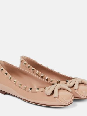 Lakkozott bőr balerina cipők Valentino Garavani rózsaszín