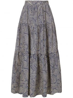Midi φούστα με σχέδιο Staud μπλε