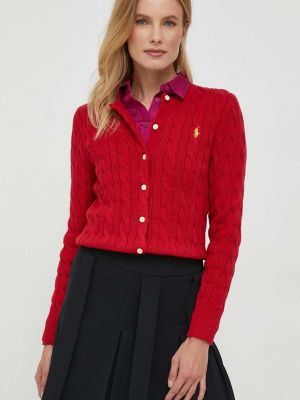 Bavlněný kardigan Polo Ralph Lauren červený