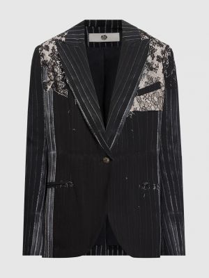 Кружевной шелковый пиджак Marc Le Bihan черный