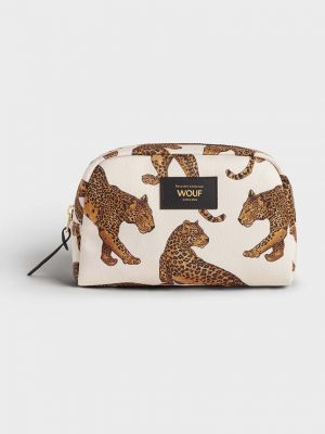 Kozmetička torbica s leopard uzorkom Wouf bež