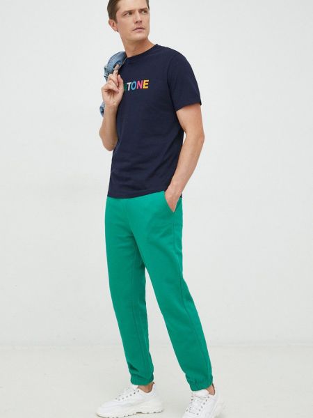 Бавовняні спортивні штани з принтом United Colors Of Benetton зелені