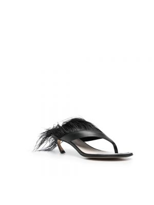Calzado de cuero de plumas Lanvin negro