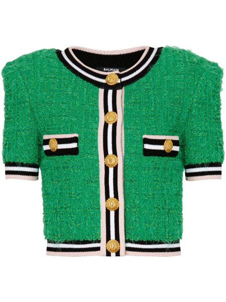 Cardigan en tweed Balmain vert