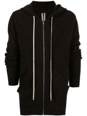 Pletena hoodie s kapuljačom s patentnim zatvaračem Rick Owens smeđa