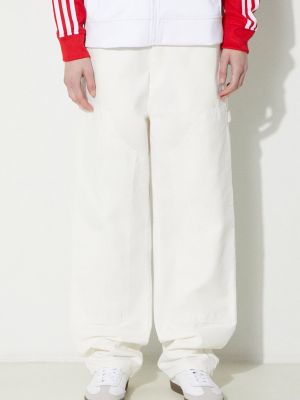 Proste spodnie z wysoką talią bawełniane Carhartt Wip beżowe
