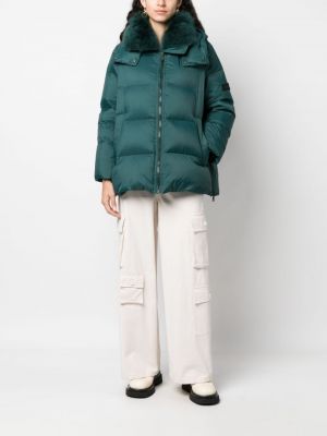 Péřová bunda s kapucí Yves Salomon zelená