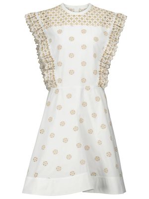 Mini vestido con bordado de algodón Chloé blanco