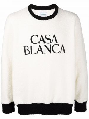 Флийс пуловер с принт Casablanca бяло