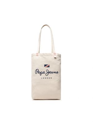 Τσάντα shopper Pepe Jeans μπεζ
