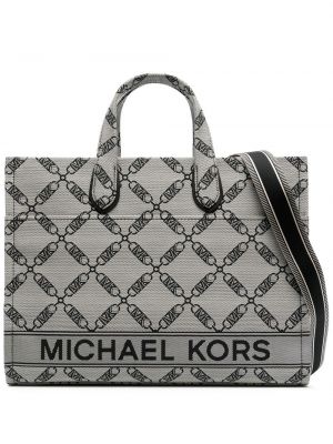 Кожени кожени шопинг чанта с принт Michael Michael Kors