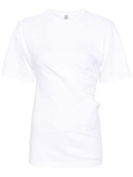 Koszulka bawełniana asymetryczna Toteme biała