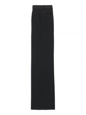 Vlněné rovné kalhoty relaxed fit Saint Laurent černé