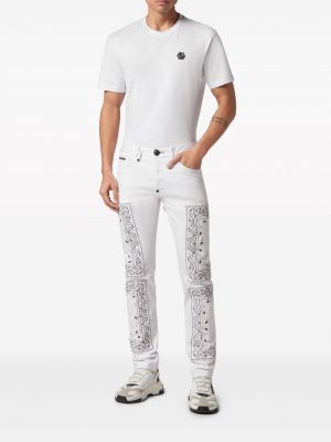 Straight fit džíny s výšivkou Philipp Plein bílé