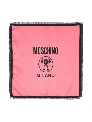 Копринен шал с ресни с принт Moschino
