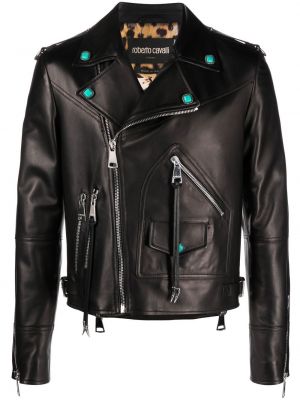 Kožená bunda Roberto Cavalli černá