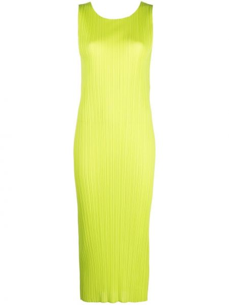 Abito midi con scollo tondo pieghettato Pleats Please Issey Miyake verde