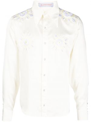 Saténová košile s výšivkou Bluemarble bílá