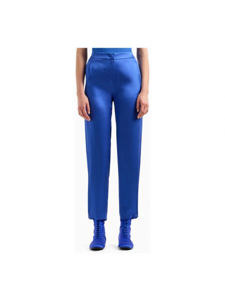 Pantalones de seda con estampado Giorgio Armani azul