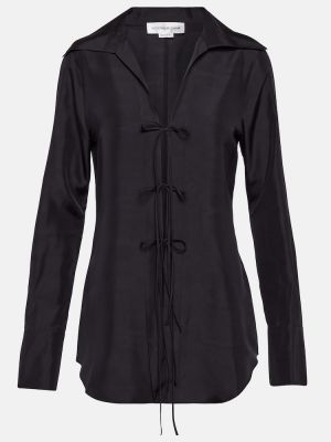 Svilena bluza Victoria Beckham črna