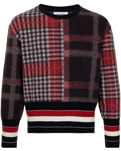 Jersey de lana merino a cuadros de tela jersey Thom Browne rojo