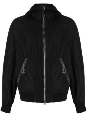 Kožená bunda s kapucňou Tom Ford čierna