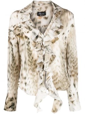 Копринена блуза с принт с леопардов принт Blumarine