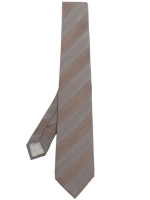 Jedwabny krawat w paski Giorgio Armani brązowy