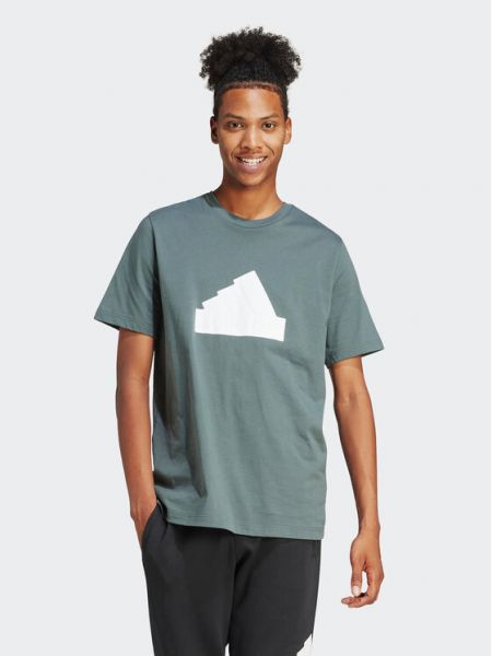 Koszulka bawełniana z nadrukiem Adidas zielona