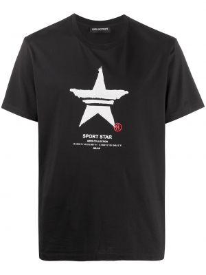 Medvilninis sportiniai marškinėliai su žvaigždės raštu Neil Barrett juoda