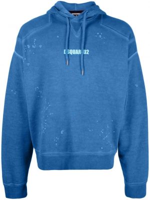 Distressed hoodie aus baumwoll mit print Dsquared2 blau