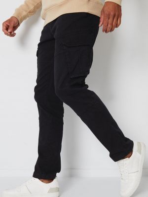 Хлопковые брюки карго с карманами Threadbare черные