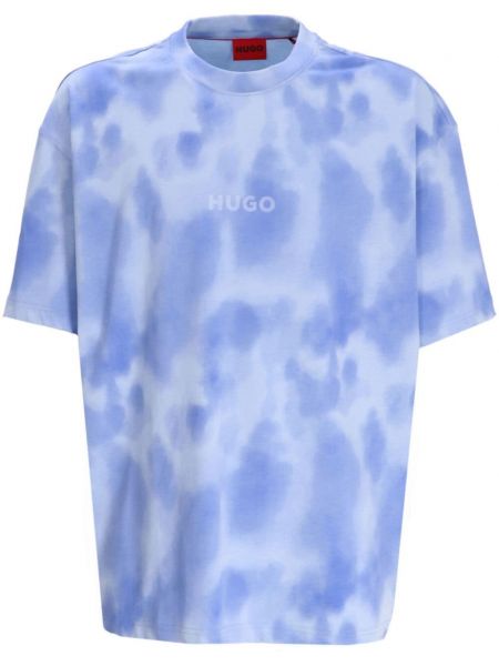 Тениска с принт с tie-dye ефект Hugo синьо