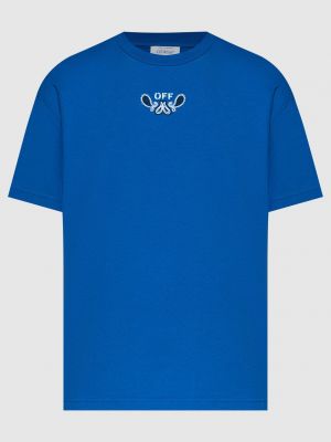 Синяя футболка с вышивкой Off-white