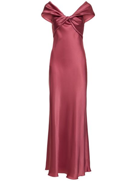 Сатенена макси рокля с драперии Alberta Ferretti розово