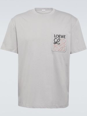 Tricou cu broderie din bumbac Loewe gri