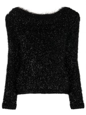 Vlněné dlouhý svetr s dlouhými rukávy s kulatým výstřihem Alberta Ferretti - černá