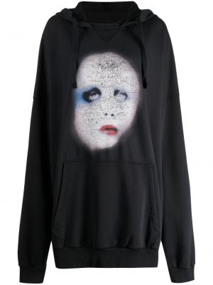 Pamučna hoodie s kapuljačom s printom Vaquera crna