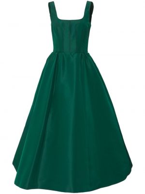 Hedvábné večerní šaty bez rukávů Carolina Herrera zelené