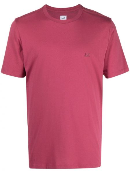 Bavlněné tričko s potiskem C.p. Company růžové