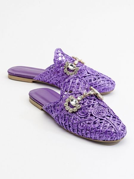 Papuci de casă din piele tricotate Luvishoes violet