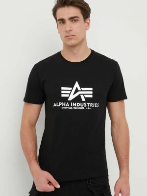 Nyomott mintás póló Alpha Industries - fekete
