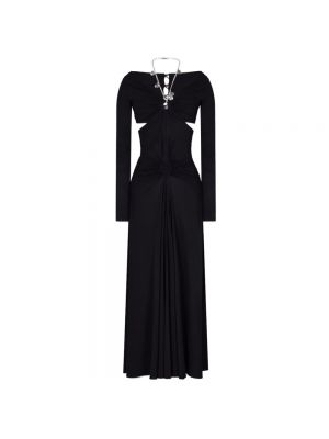 Sukienka długa z długim rękawem Paco Rabanne czarna