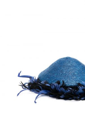 Czapka w piórka pleciona Yves Saint Laurent Pre-owned niebieska