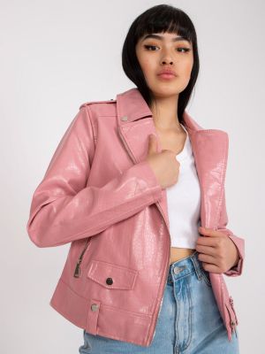 Байкерська шкіряна куртка Fashionhunters, рожева
